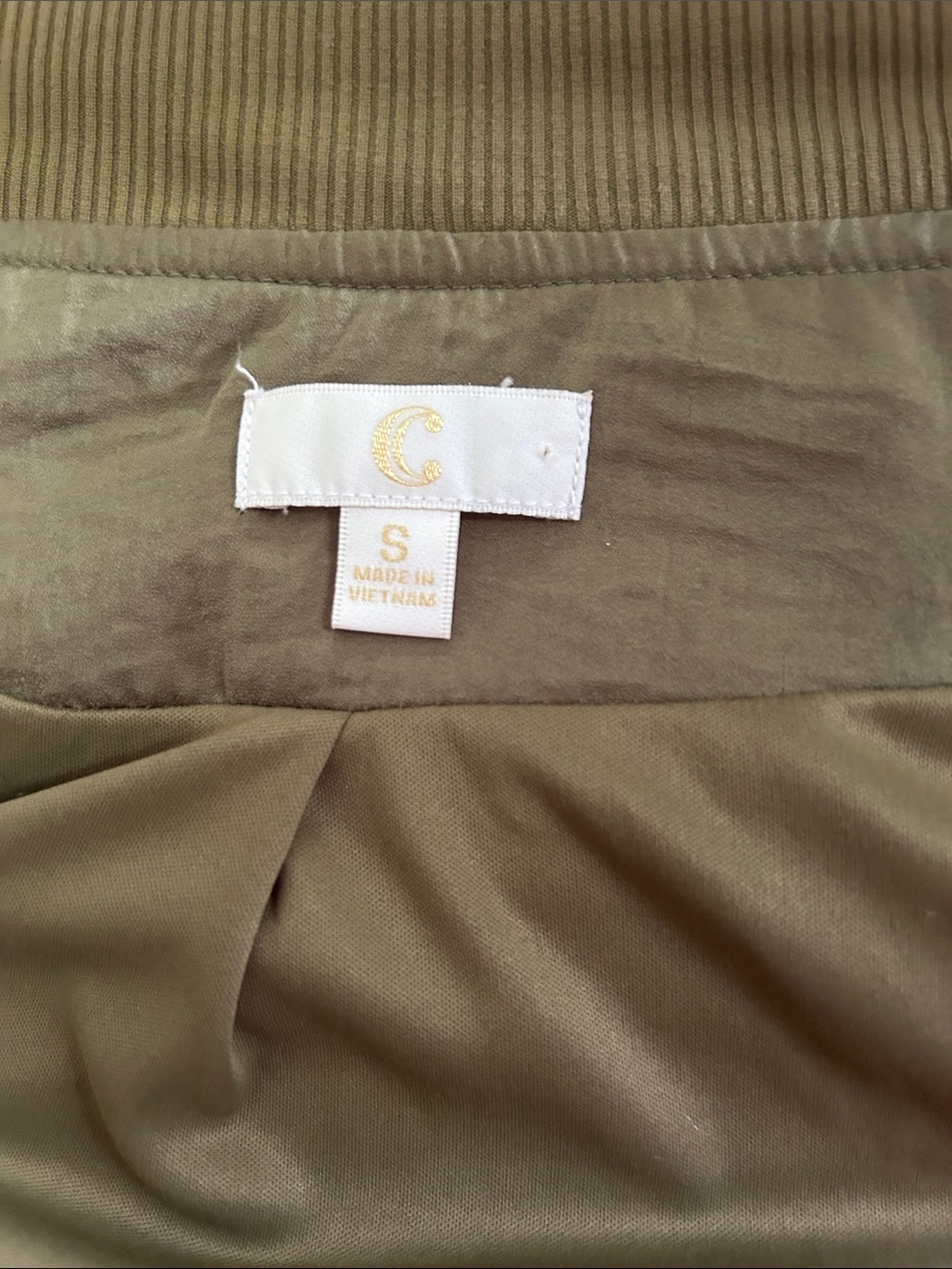C Olive Green Bomber Jacket with Pink Rose Embroidery - Picture 6 of 7